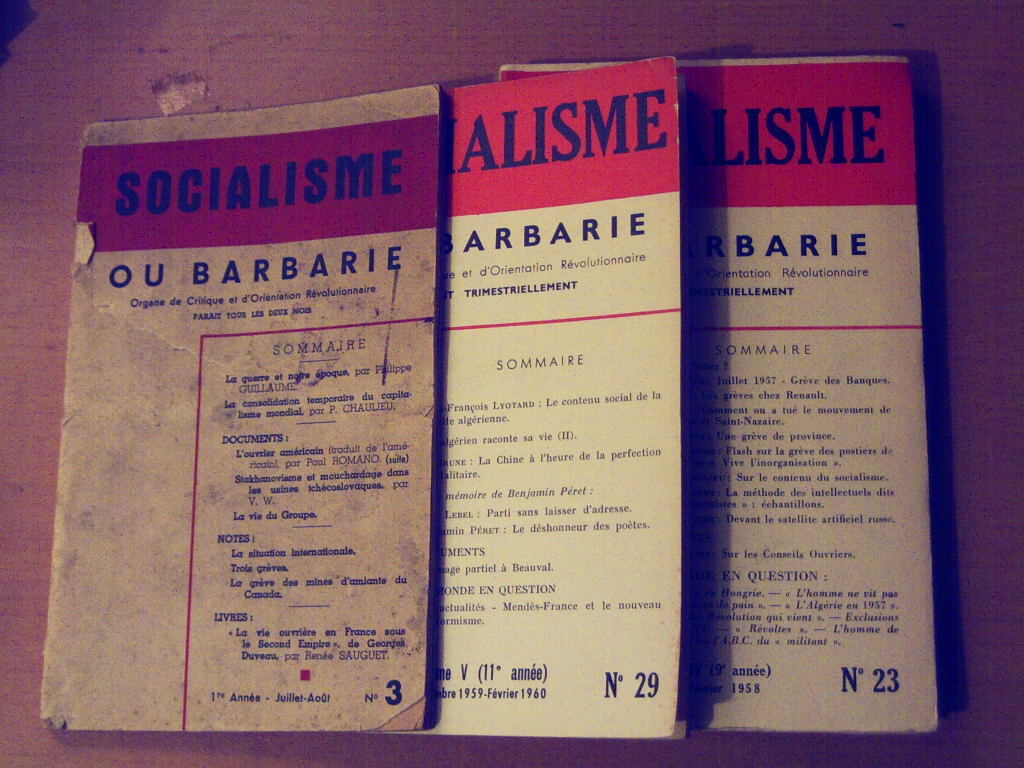 Εξώφυλλα του περιοδικού Socialisme ou Barbarie | Πηγή: https://el.wikipedia.org/wiki/